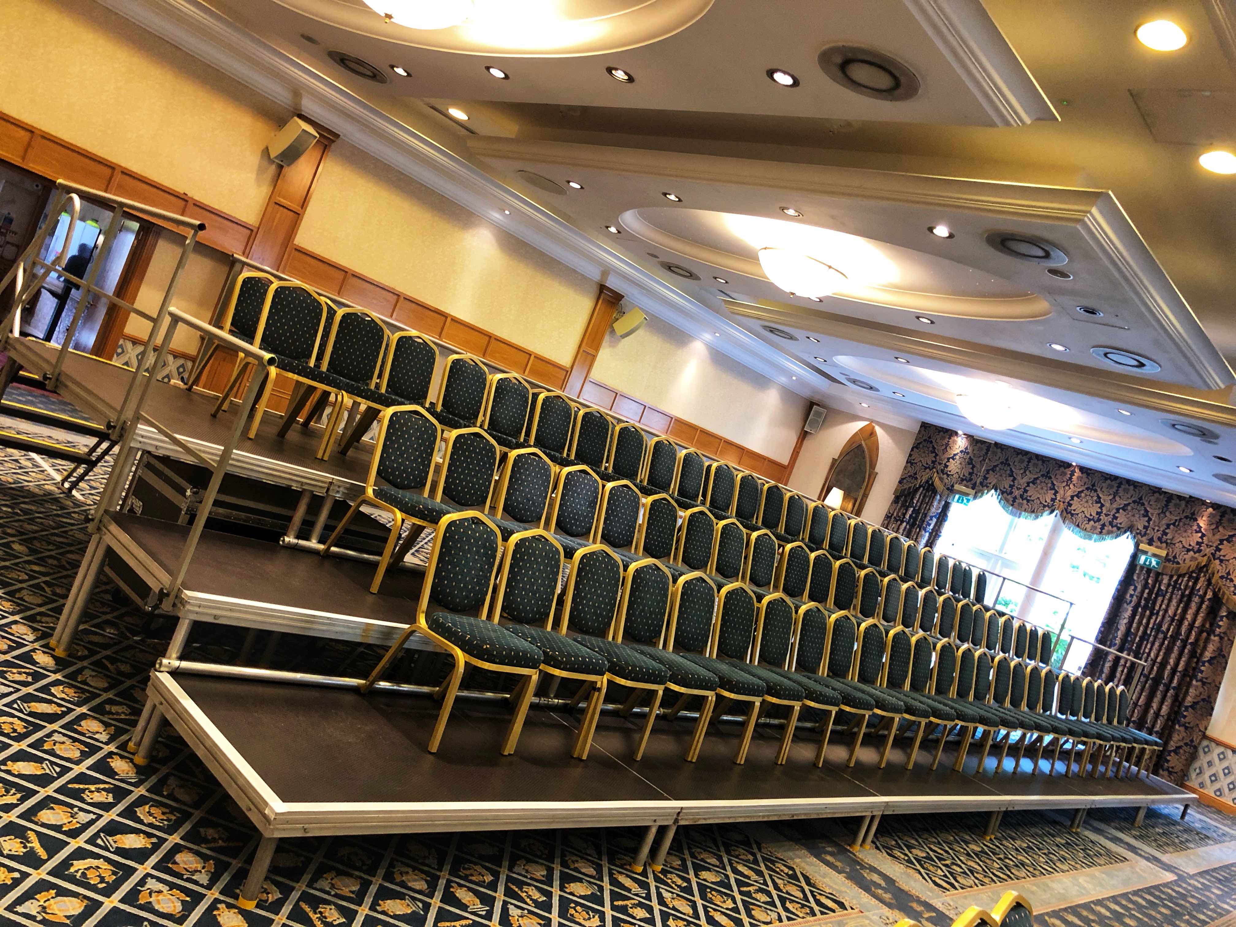 tired staging hire , tiered seating hire , stage seating hire , raised seating hire ,