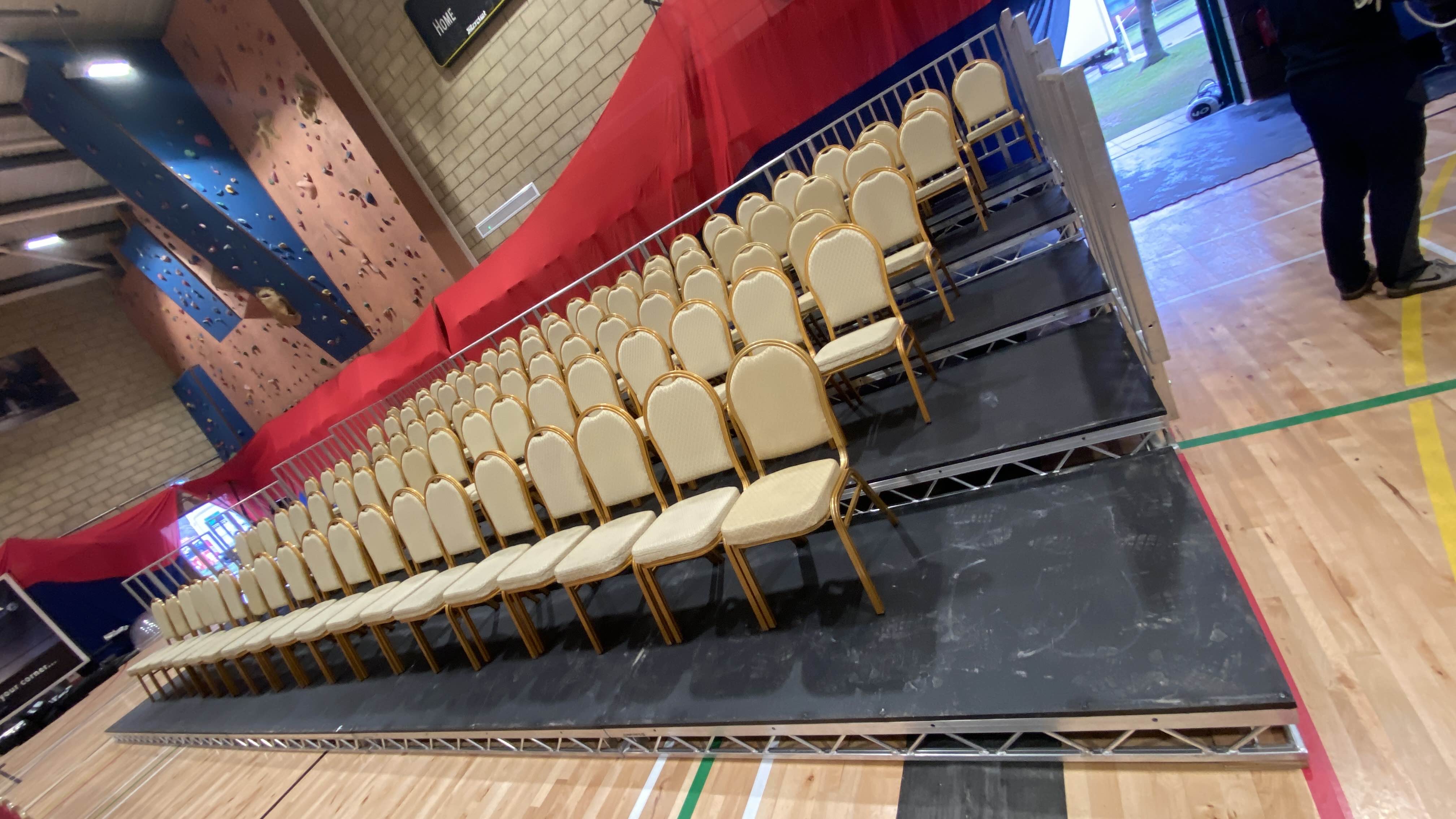 tired staging hire , tiered seating hire , stage seating hire , raised seating hire ,