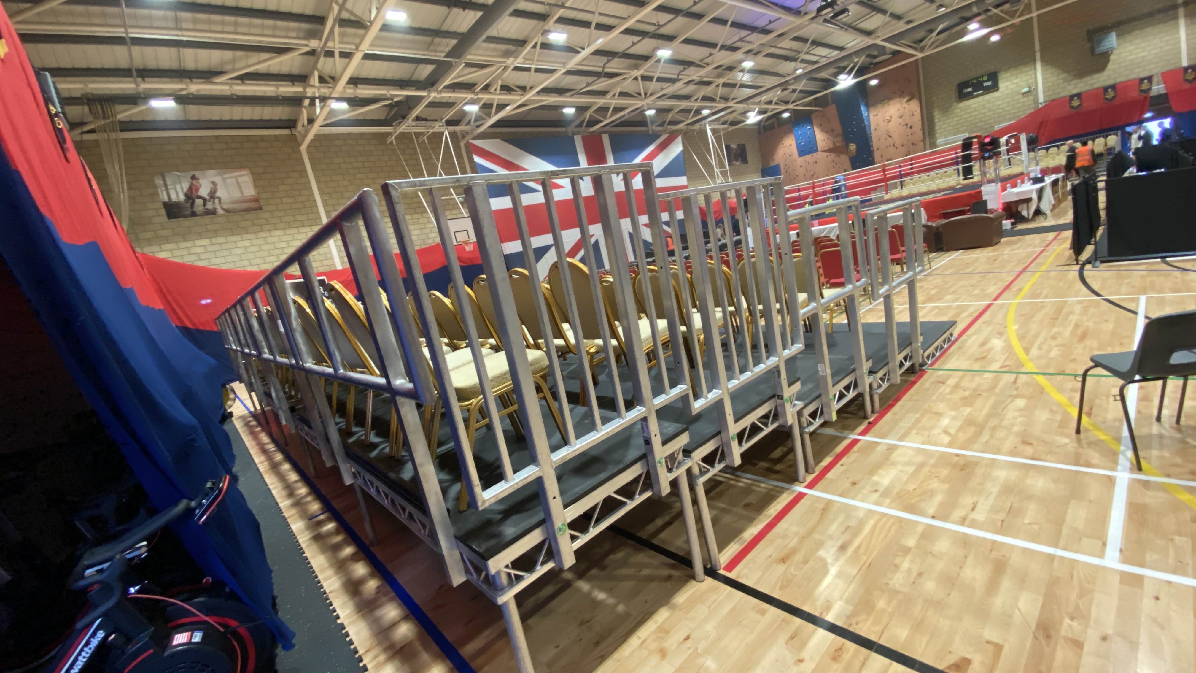 tired staging hire , tiered seating hire , stage seating hire , raised seating hire ,