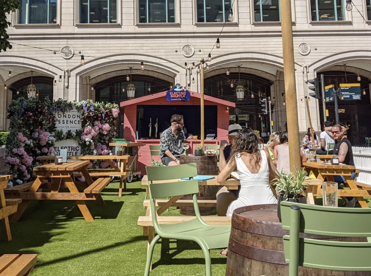 canary wharf , electric shuffle , picnic bench hire , benches for hire , benches 4 hire , table hire , event table hire ,