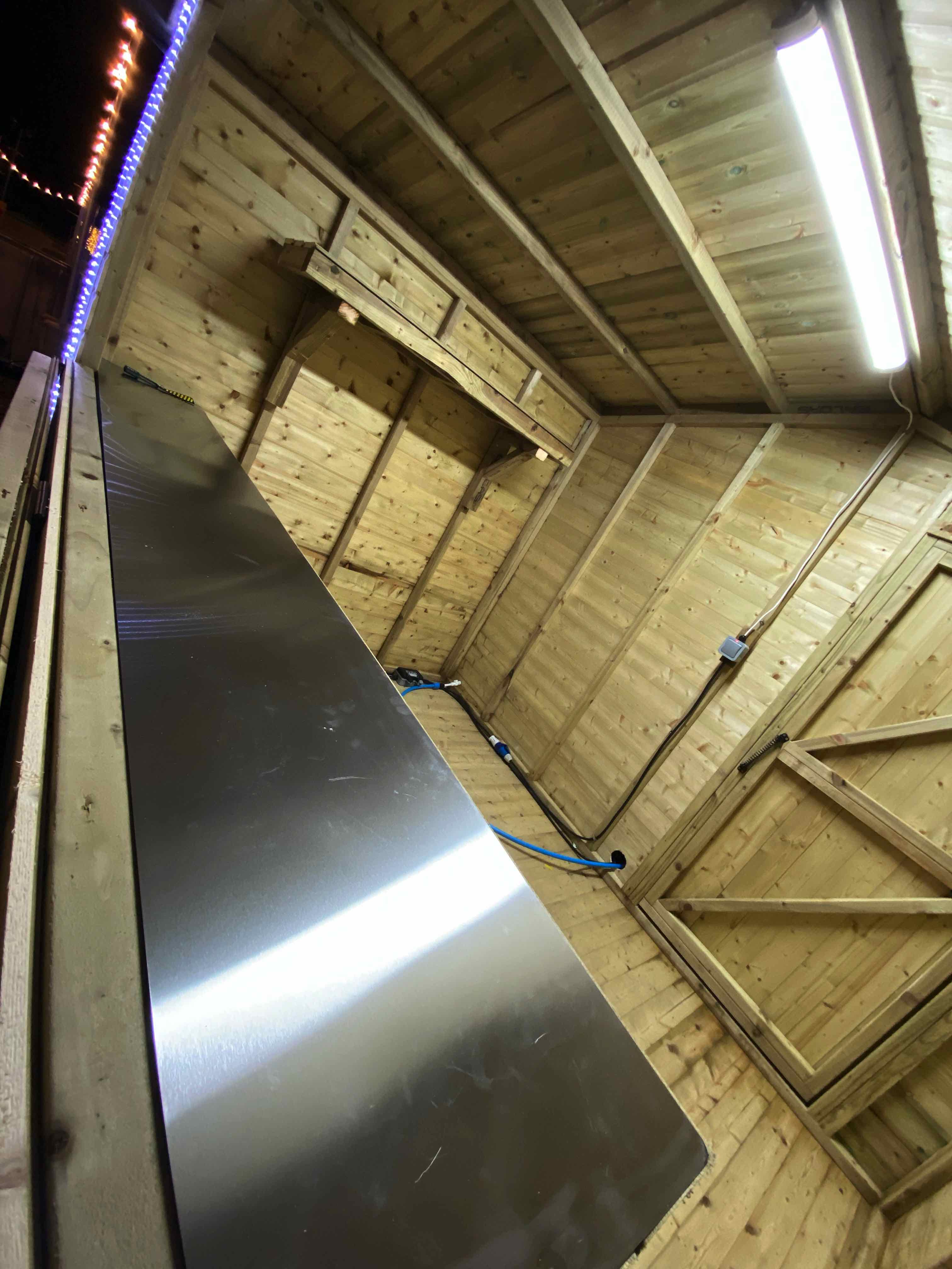 stainless steel worktop , christmas chalet for food , wooden chalet hire for food ,